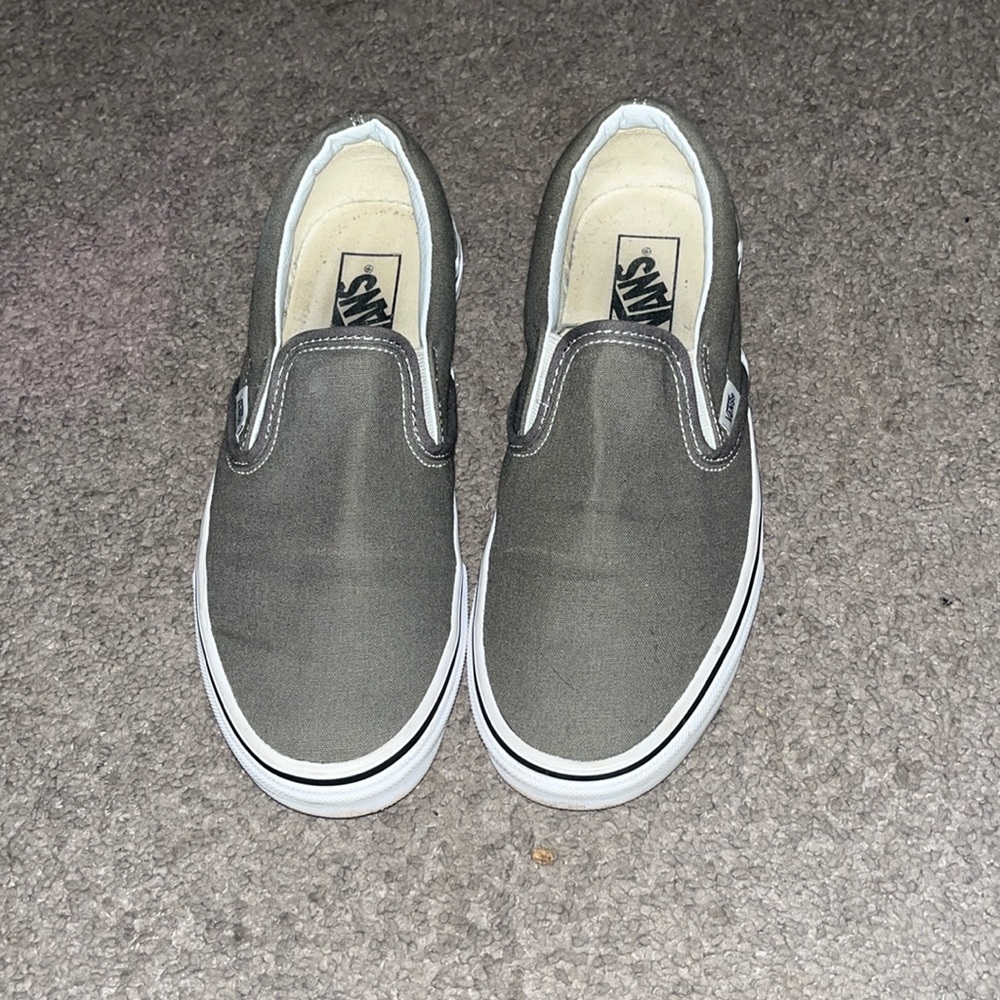 Gray Vans with white sole. Slide on. Size 7.5